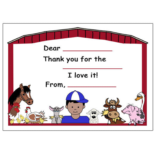 Barnyard or Petting Zoo Fill in the Blank Thank You Notes - Boy