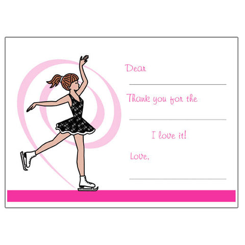 Ice Skating Fill in the Blank Thank You Notes - Dainty Swirl Skater