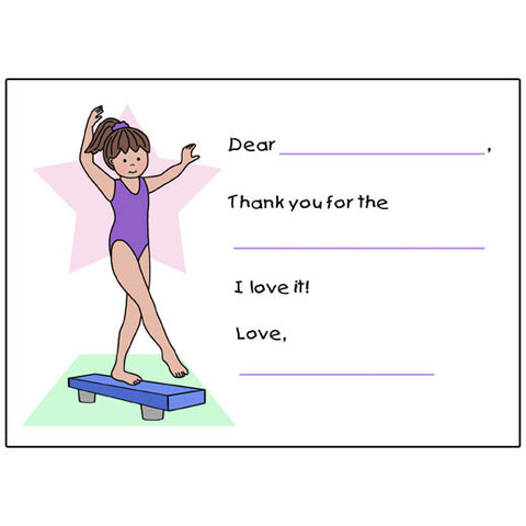 Gymnastics Fill in the Blank Thank You Notes - Beam