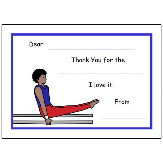 Gymnastics Fill in the Blank Thank You Notes - Boy
