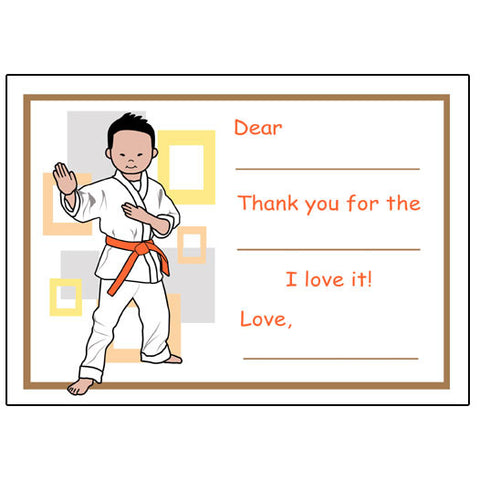 Martial Arts or Karate Kid Fill in the Blank Thank You Notes - Boy