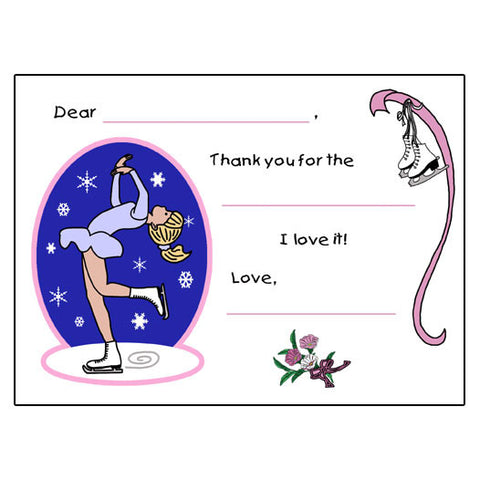 Ice Skating Fill-in-the-Blank Thank You Notes - Layback Spin Skater
