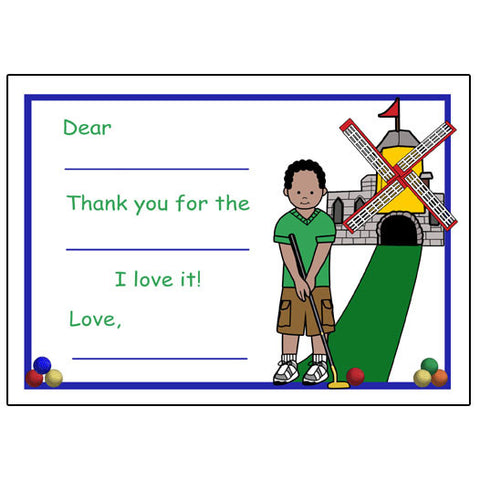 Mini Golf Fill in the Blank Thank You Notes (Design 2) - Boy