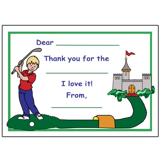 Mini Golf Fill in the Blank Thank You Notes - Boy