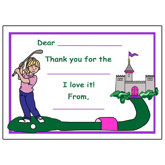 Mini Golf Fill in the Blank Thank You Notes - Girl