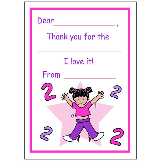 Number Fill in the Blank Thank You Notes - Girl