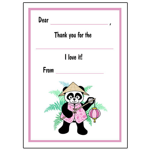 Asian Lantern Panda Fill in the Blank Thank You Notes
