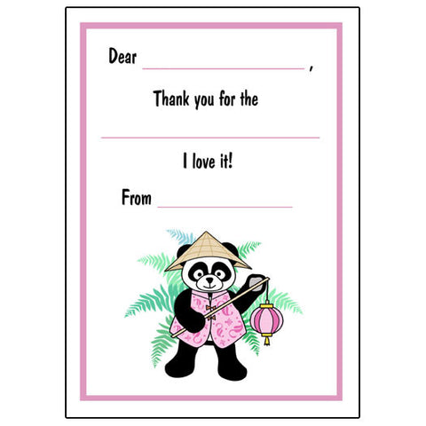 Asian Lantern Panda Fill in the Blank Thank You Notes
