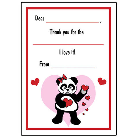 Love Panda Valentines Fill in the Blank Thank You Notes