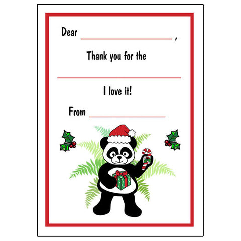 Santa Panda Fill in the Blank Thank You Notes