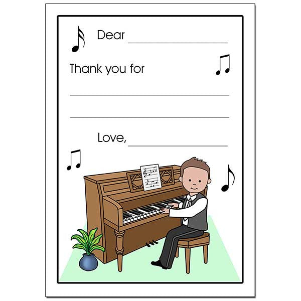 Piano Recital Boy Fill in the Blank Thank You Notes
