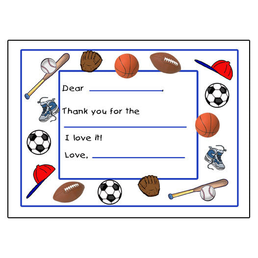 Fill in the Blank Thank You Notes - Sports Ball design
