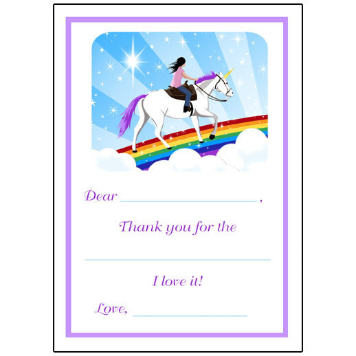 Unicorn Dreams Fill in the Blank Thank You Notes