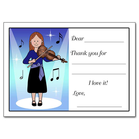 Violin Recital Girl Fill in the Blank Thank You Notes