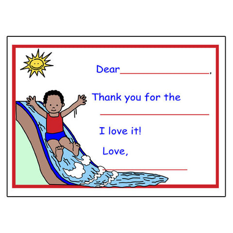Water Slide Fill in the Blank Thank You Notes - Boy