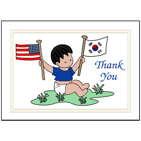 Flag Baby Adoption Thank You Note Cards - Boy