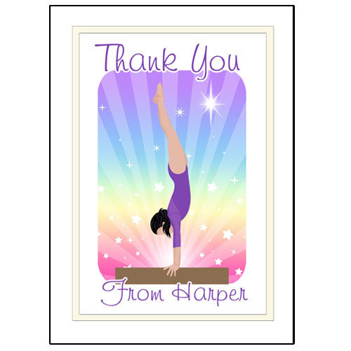 Gymnastics Dreams Thank You Note Cards - Beam Design