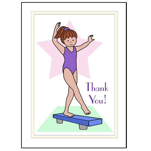 Gymnastics Thank You Note Cards - Beam Design