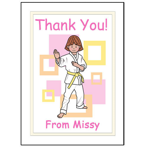 Martial Arts or Karate Kid Thank You Note Cards - Girl