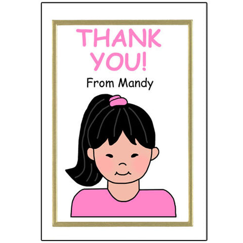 Cartoon Family Thank You Note Cards - 1 person