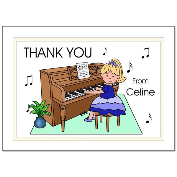 Piano Recital Girl Thank You Note Cards