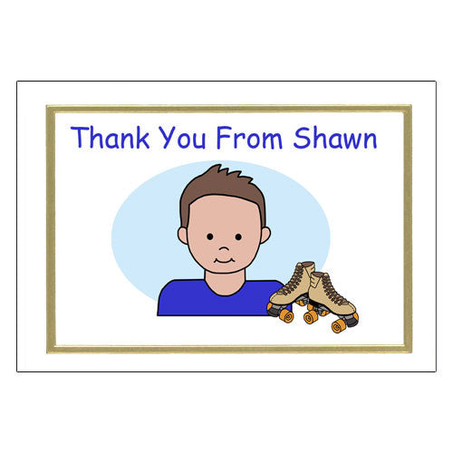 Roller Skating Kid Thank You Note Cards - Boy