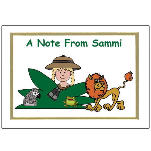 Jungle or Safari Thank You Note Cards - Girl