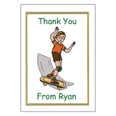 Skateboard Thank You Note Cards - Boy
