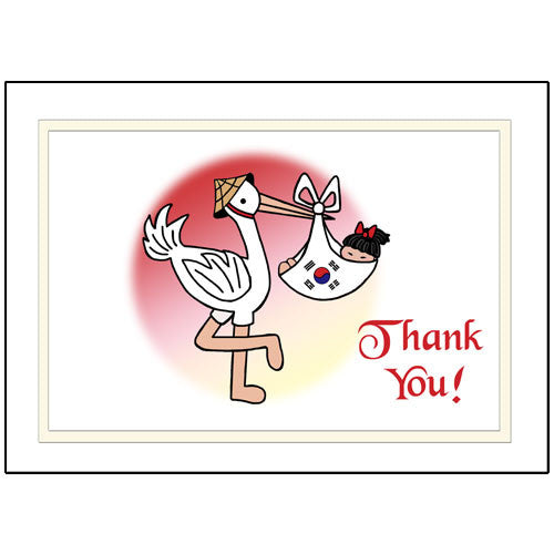 Adoption Stork Thank You Note Cards - Girl