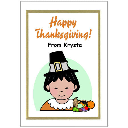 Kids Personalized Thanksgiving Cards - Girl