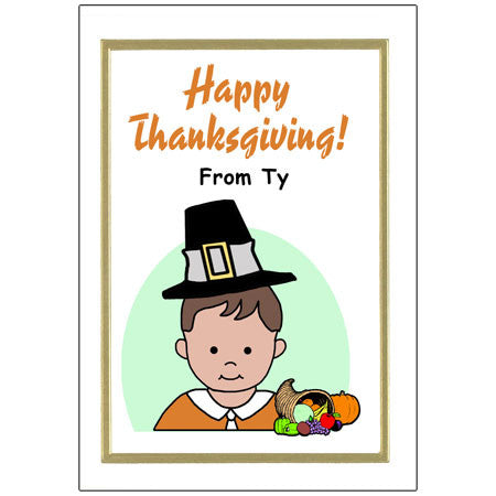 Kids Personalized Thanksgiving Cards - Boy