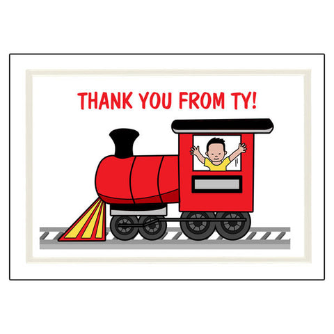 Train Thank You Note Cards - Boy