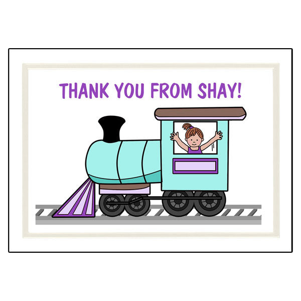 Train Thank You Note Cards - Girl