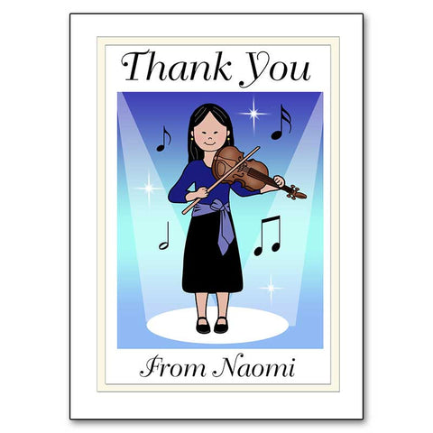 Violin Recital Girl Thank You Note Cards