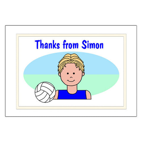 Volleyball Kid Thank You Note Cards - Boy