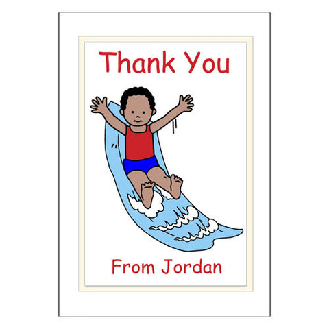 Water Slide Thank You Note Cards - Boy
