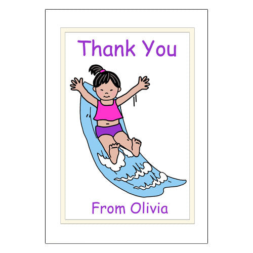 Water Slide Thank You Note Cards - Girl