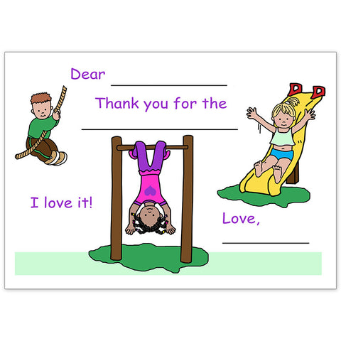 Playground Fill In the Blank Thank You Notes for Kids