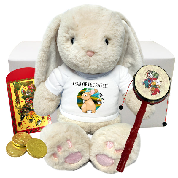 Year of the Rabbit 2023 Chinese New Year Zodiac Stuffed Animal Gift Set - 14" Plush Creme Brulee Bunny
