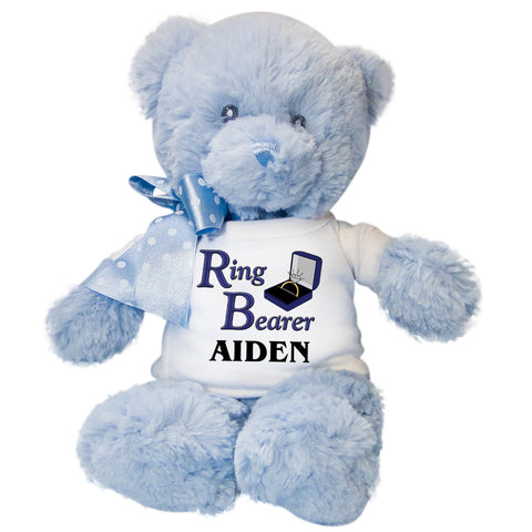 Ring Bearer Teddy Bear -  Personalized 12" Blue Baby Bear