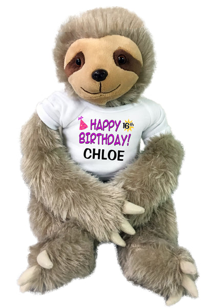 Personalized Birthday Sloth - 18 Inch Plush Sloth