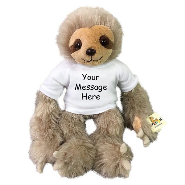 Personalized Stuffed Sloth - 12 inch Unipak Small Tan Sloth