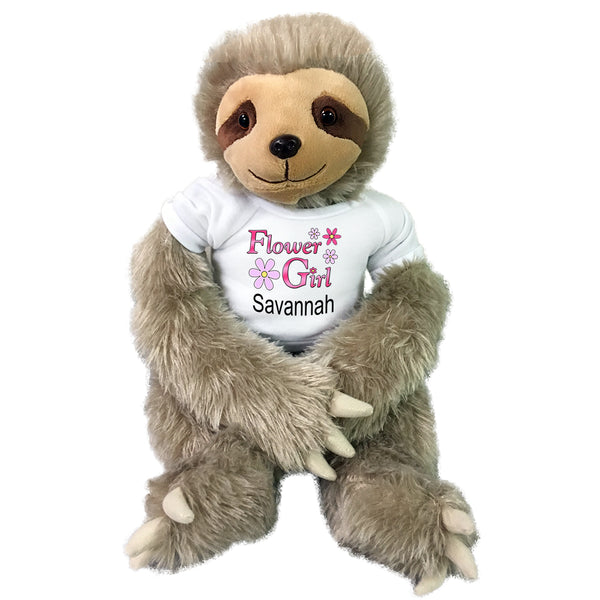 Flower Girl Sloth -  Personalized 18" Plush Tan Unipak Sloth