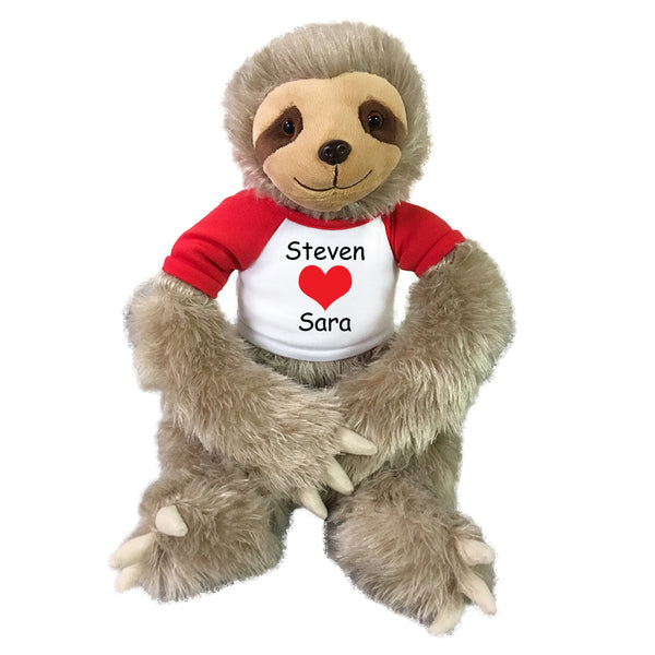 Personalized Valentine Sloth - 18" Tan Unipak Plush Sloth