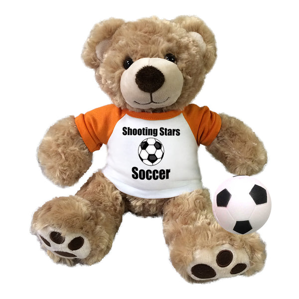 Personalized Soccer Teddy Bear - 13" Honey Vera Bear
