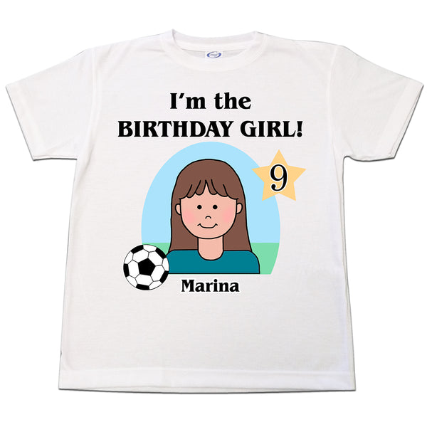 Soccer Kid Personalized Birthday T Shirt - Girl