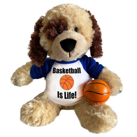 Personalized Basketball Spotty Dog - 12" Plush