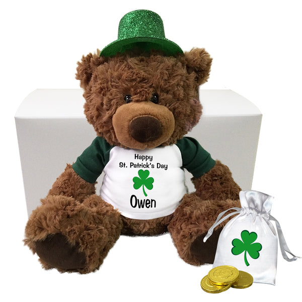 Personalized St. Patrick's Day Teddy Bear Gift Set - 13" Coco Bear