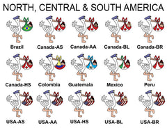 Examples of adoption storks with baby girls from North, Central, and South America