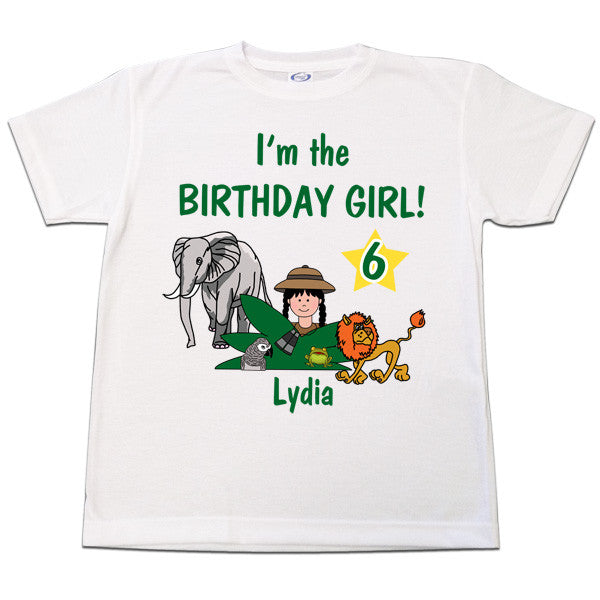 Jungle Safari Girl Birthday T Shirt